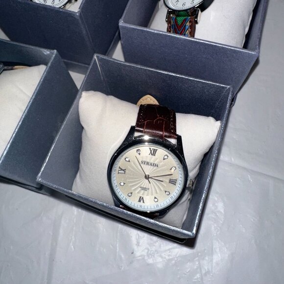 Set Of 4 Strada Mens Watches With Assorted Strap Designs - Picture 3 of 6